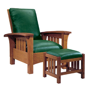 Bow Arm Morris Chair & Footstool in Leather