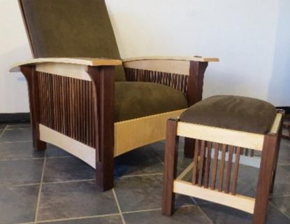 UltraSuede Bow Arm Morris Chair & Footstool