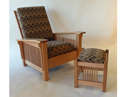 Spindle Arm Morris Chair & Footstool