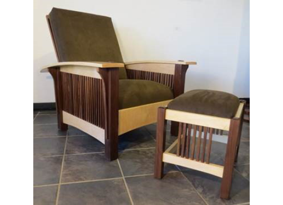 UltraSuede Bow Arm Morris Chair & Footstool